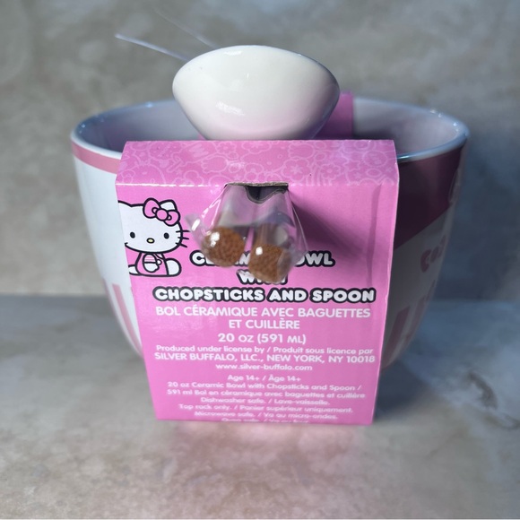 Hello Kitty Ceramic Bowl w/ Chopsticks & Spoon - Picture 6 of 6